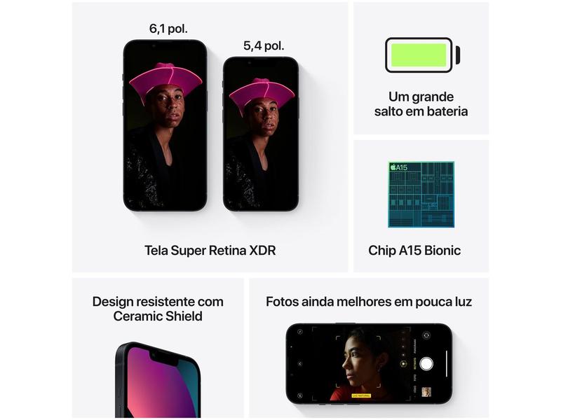 Apple iPhone 13 512GB Meia-Noite Tela 6,1” - 12MP iOS - iPhone 13